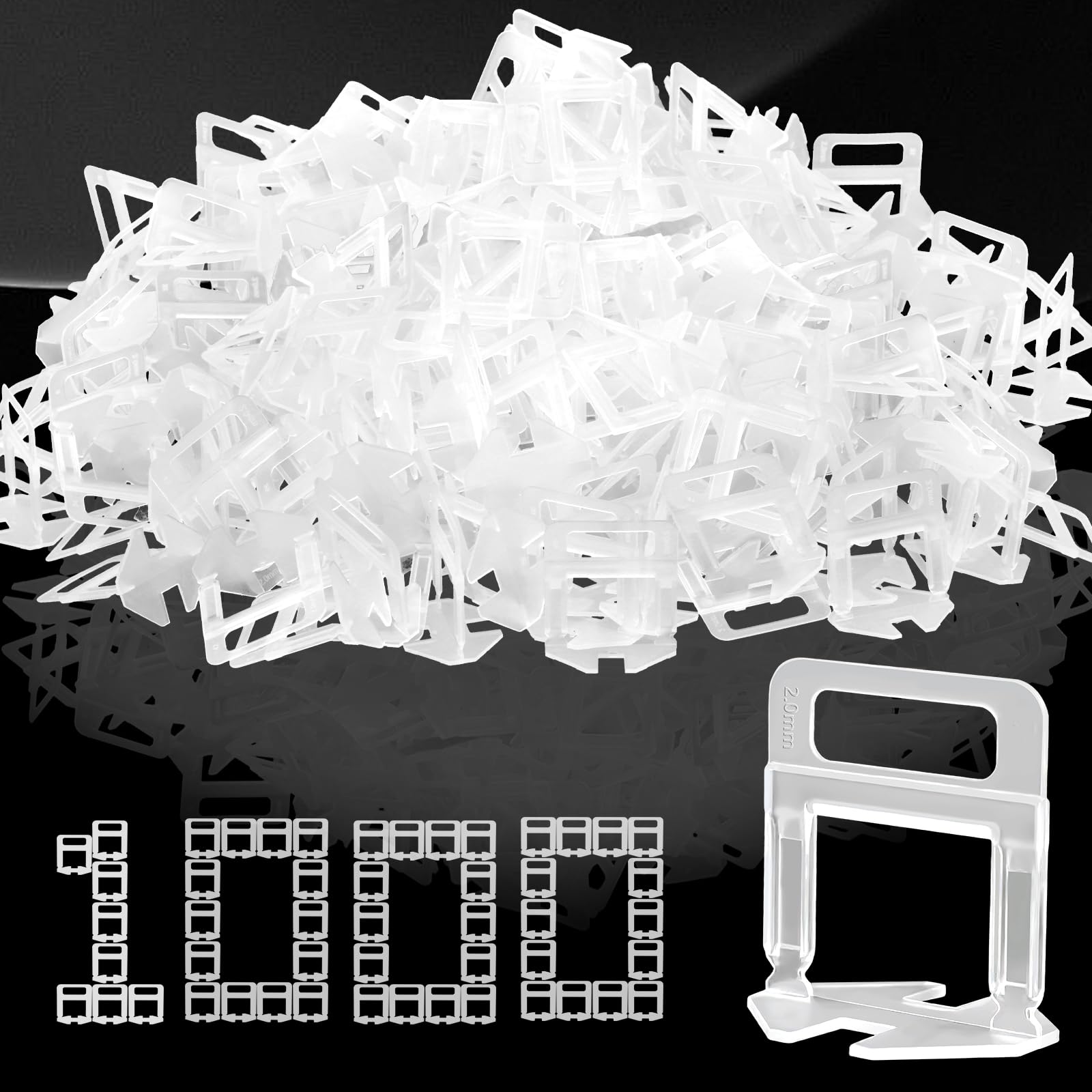 1000 Pièces Croisillon Autonivelant 2mm Joint Carrelage, kit Système de Nivellement de Carrelage Croisillon Carrelage Autonivelant, Languettes de Nivellement pour Pose de Carreaux de Sol Mur