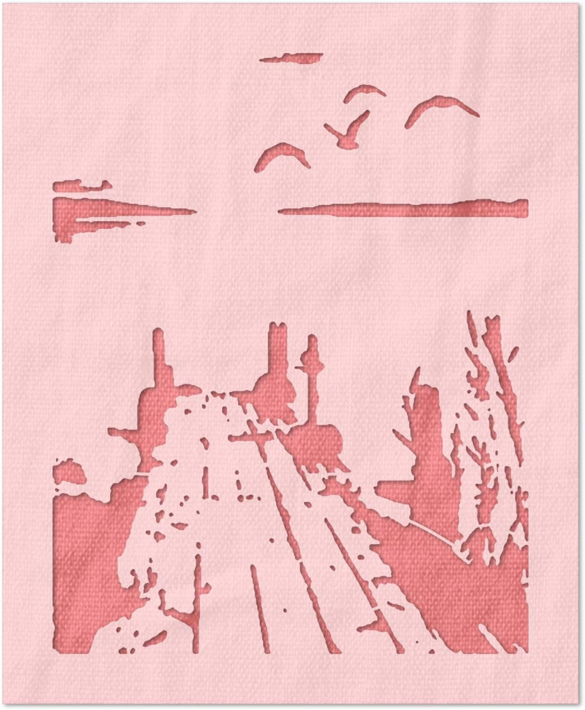 Stencil Stop Birds Over The Dock Stencil - Reusable for DIY Projects, Painting, Drawing, Crafts - 14 Mil Mylar Plastic (14.25 x 18 inches)