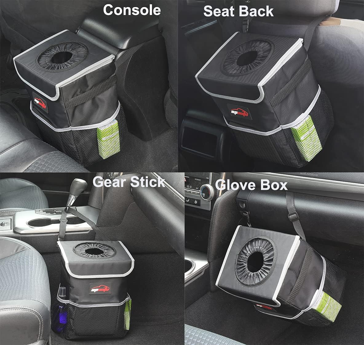 EPAuto Waterproof Car Trash Can + 3-Compartment Cargo Trunk Storage Organizer