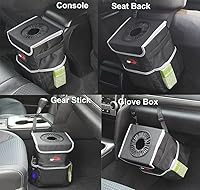 Vista 29 de EPAuto Bote de basura impermeable para automóvil con tapa y bolsillos de almacenamiento, color verde camuflaje