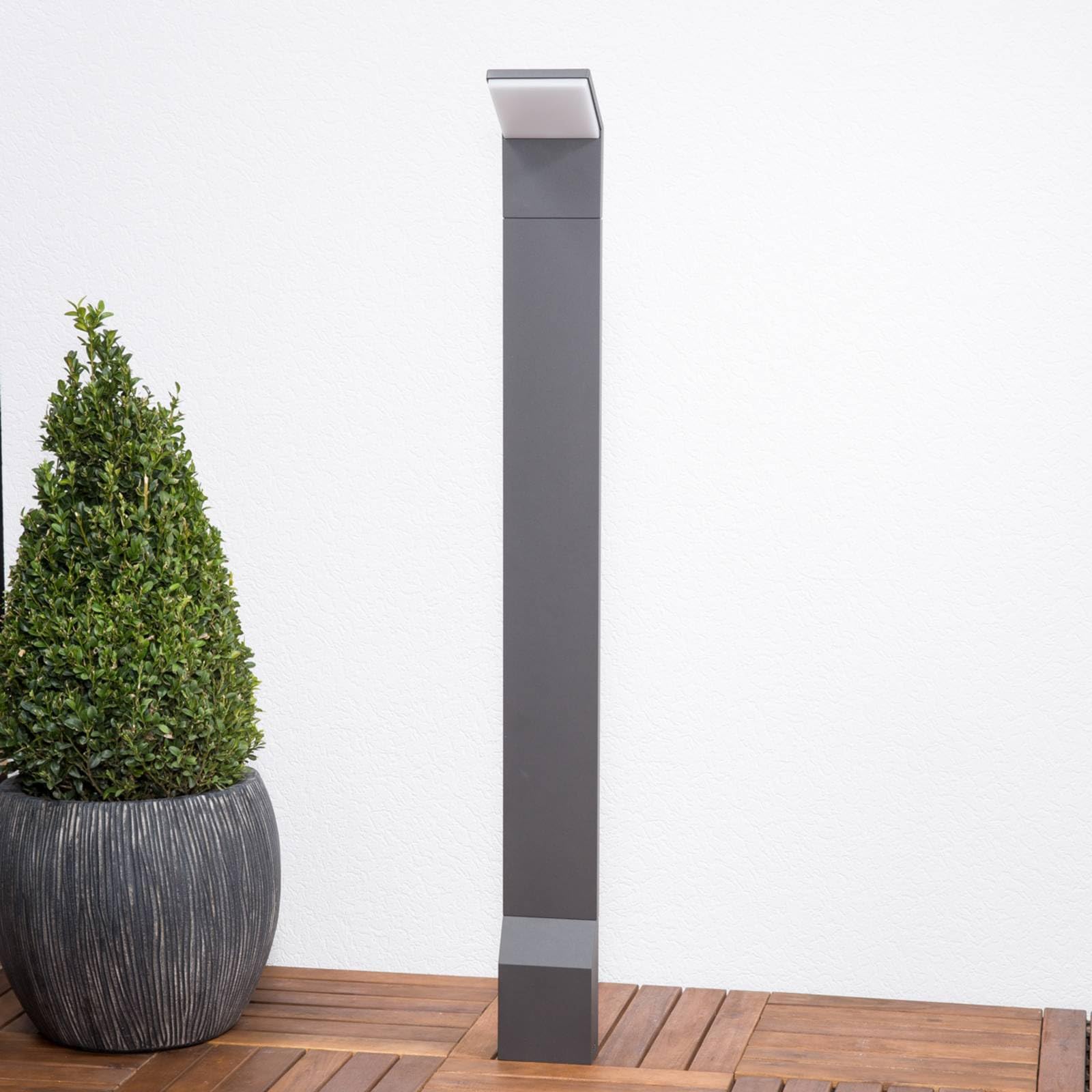 Lucande Paletto Luminoso LED Segnapassi in alluminio, Grigio Antracite Lampioncino da esterno moderno di design Faretto illuminazione aiuole sentieri ingresso e cancello giardino 100 cm IP54