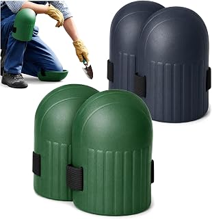 com-four® 2 Paar Knieschoner - 4x Knieschützer für Gartenarbeit und Bodenverlegen - Kniepolster für Fliesenarbeiten - Gelenkschoner-Pads mit elastischem Riemen