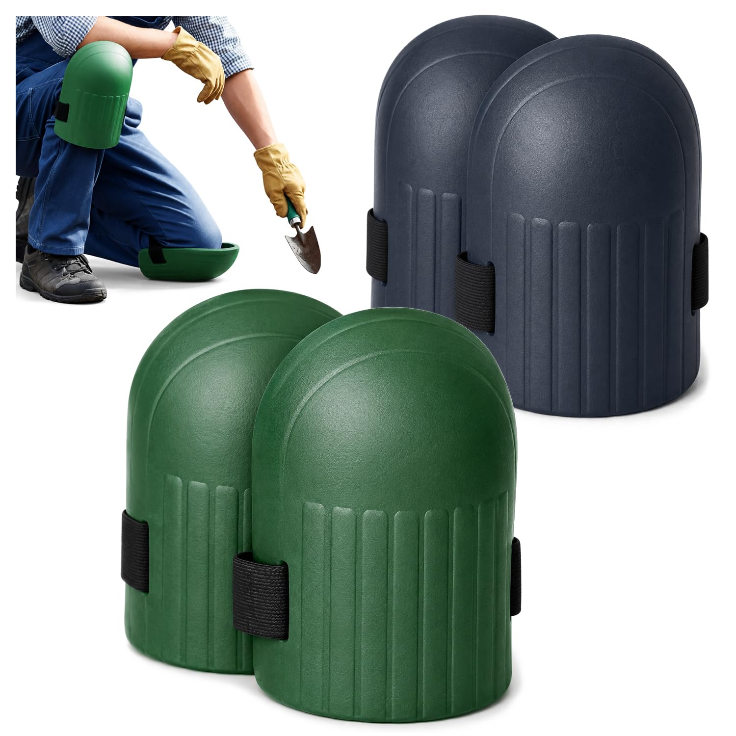 Paar schwarze Garten-Knieschoner aus Schaumstoff mit verstellbaren Riemen