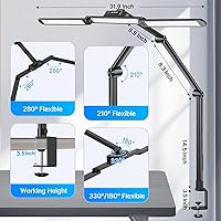 Vista 4 de Syrinx LED Desk Lamp, Architect Desk Lamps for Home Office with Gesture Switch & Remote Control, 24W Bright Desk Light with 50 Light Modes