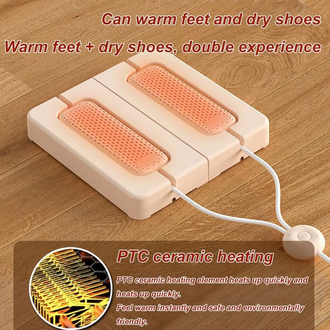 Scaldascarpe pieghevole 2 in 1, scalda scarponi elettrico portatile con timer a 4 marce, design termostatico 55 ℃, asciuga scarponi for scarpe, guanti, calzini, mantiene le calzature asciutte e prive