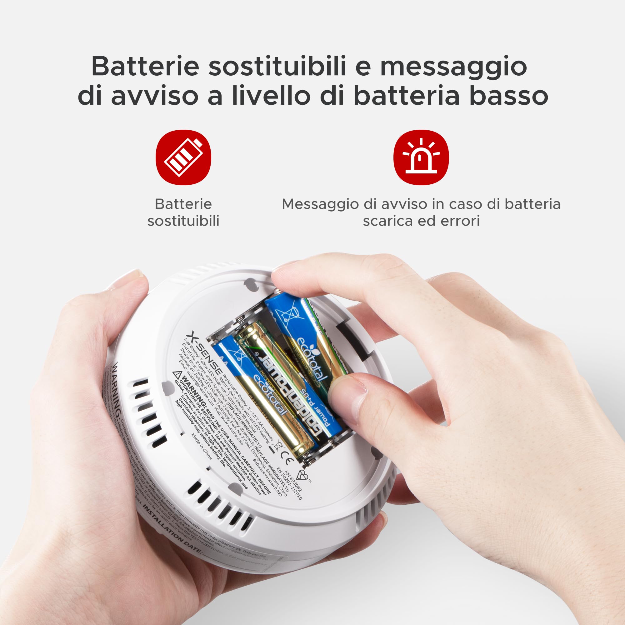 X-Sense Rilevatore di Monossido di Carbonio Autonomo con Display Digitale, Sensore Preciso con Una Durata di Vita di 10 Anni, Certificato e EN 50291, CO03D