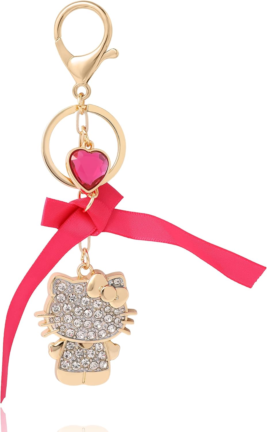 Hello Kitty Keychain Kawaii Official License, Pave Crystal Bling Sanrio Keychain with Lobster Clip
