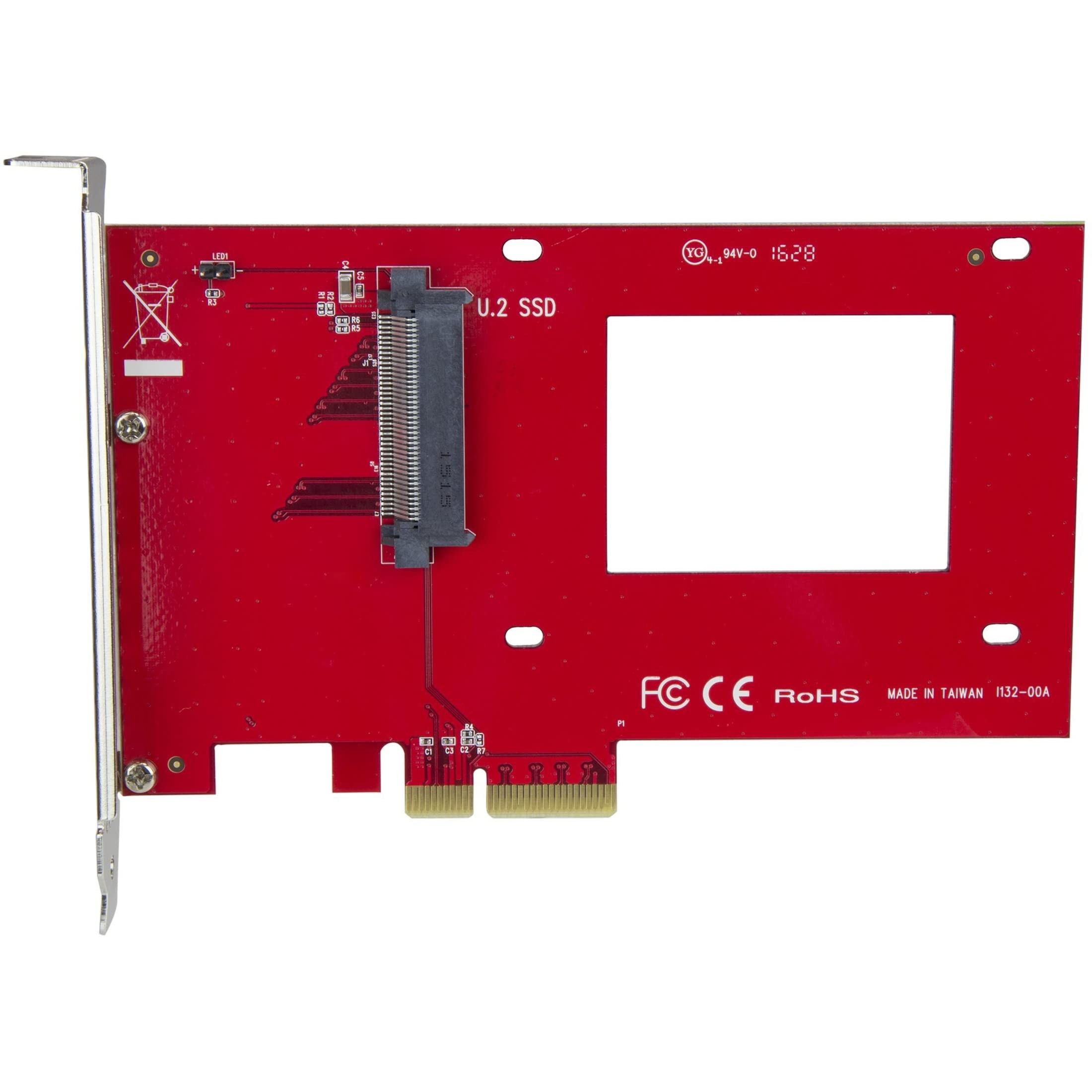 StarTech.com U.2 auf PCIe Adapter für 2,5" NVMe SSD SFF 8639 4x PCI Express 3.0 Karte Schnittstellenadapter 6,4 cm 2.5" Ultra M.2 Card x4 Rot