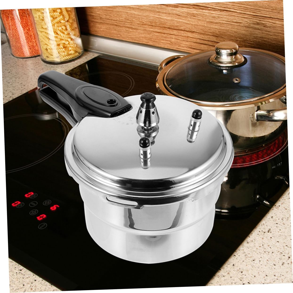 Cabilock Household High Pressure Cooker Thickened Pot with Steam for Gas and Induction Stove Ergonomic Handle Multi Functional Kitchen Cookware for Efficient Energy Saving Cooking