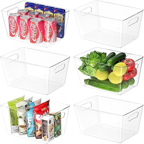 Miniatura 16 de BALEINE Organizadores de despensa y contenedores de almacenamiento, contenedores de almacenamiento de plástico transparente con 3 divisores