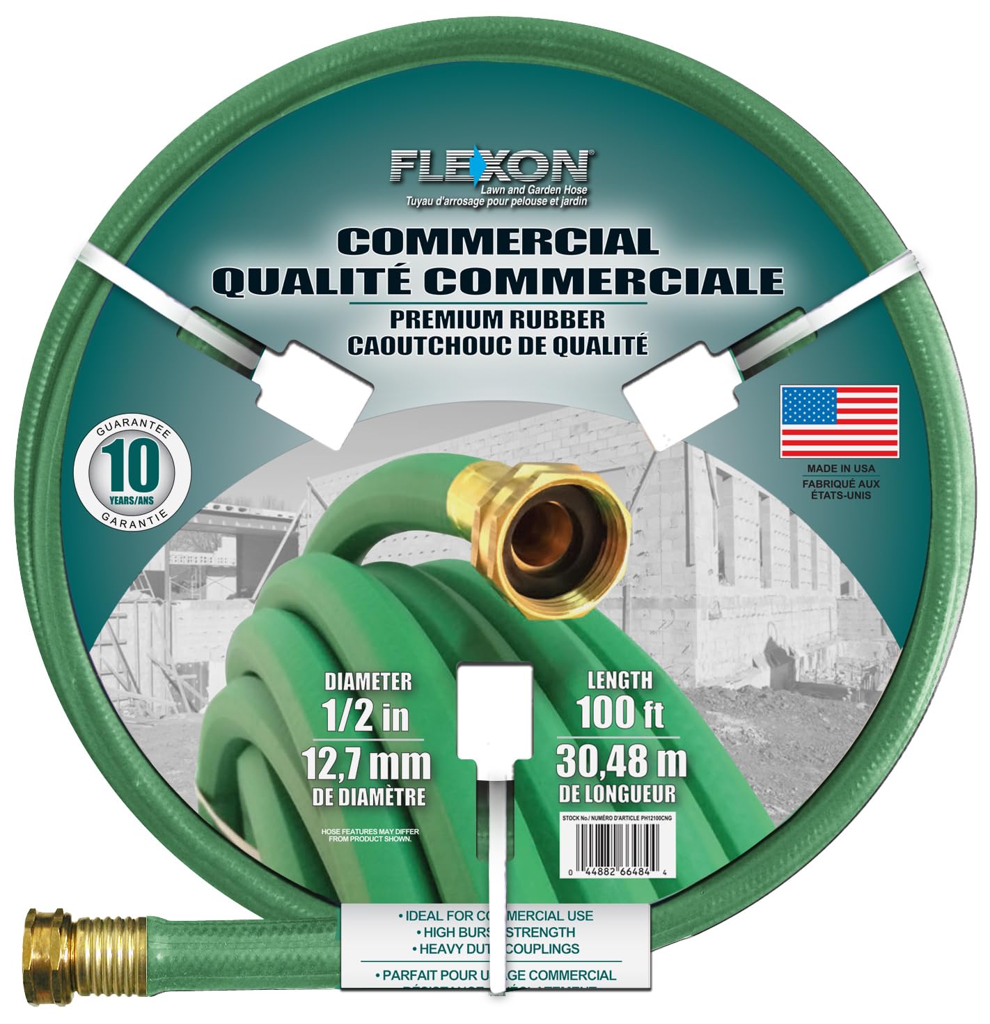 Flexon1/2" x 100ft Green Premium Rubber Garden Hose