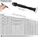 57pcs Pin Vise Hand Drill Bits Set, Mini Hand Drill Rotary Tools Accessories Kit with 0.3-3mm Twist Drills, 0.1-1mm Mini Drills Vise for DIY Clay Resin Casting Molds, Making Jewelry Pendant (57 pcs)