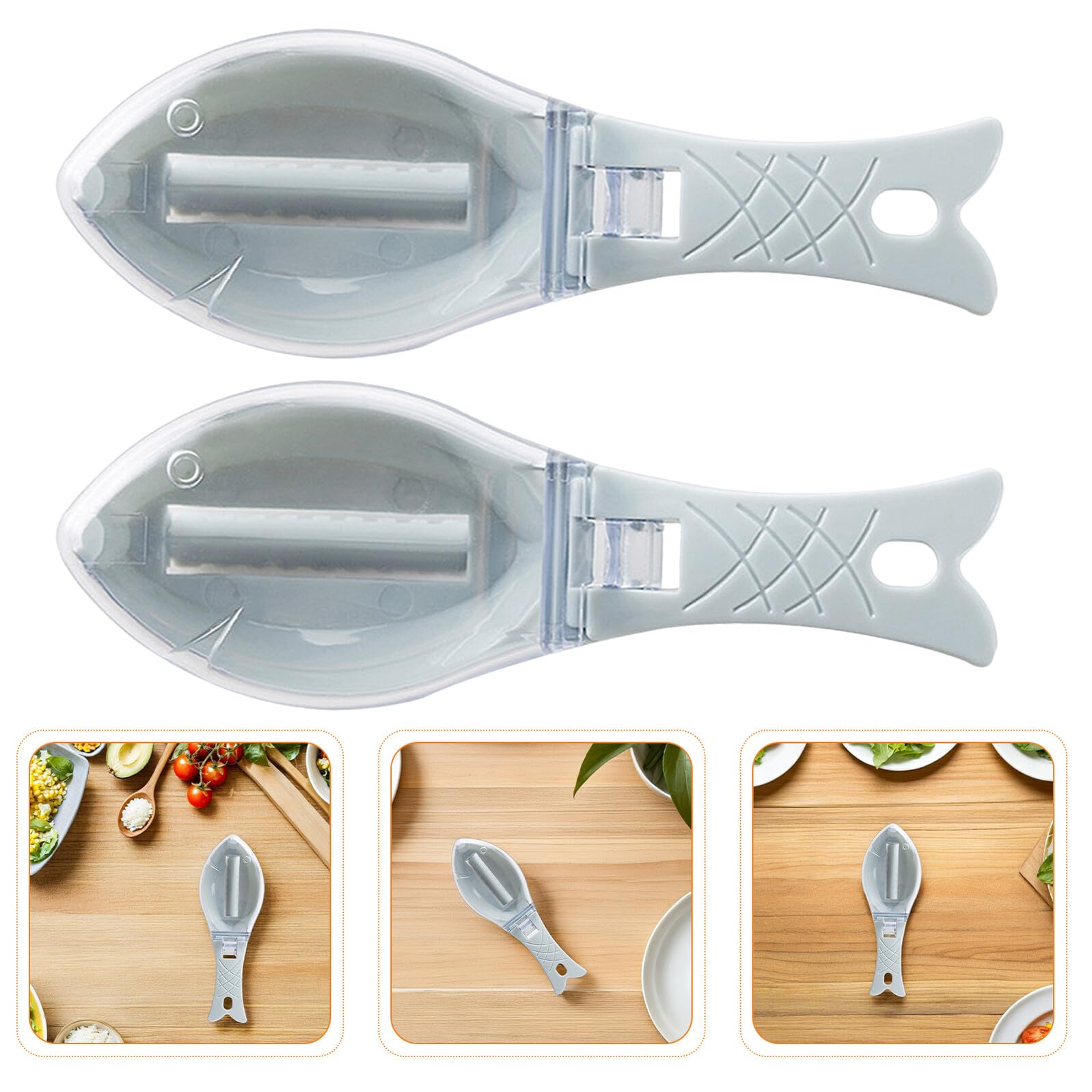 Sosoport 10 Pezzi Raschiatori per Squame di Pesce con Coperchio Strumento Manuale Portatile per Rimozione Squame Spazzola Ergonomica per Cucina e Ristorante Pulizia Rapida e Sicura