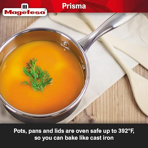 Miniatura 6 de Magefesa Prisma - Juego de utensilios de cocina de 13 piezas sartenes y ollas antiadherentes fabricado en acero inoxidable duradero y resistente