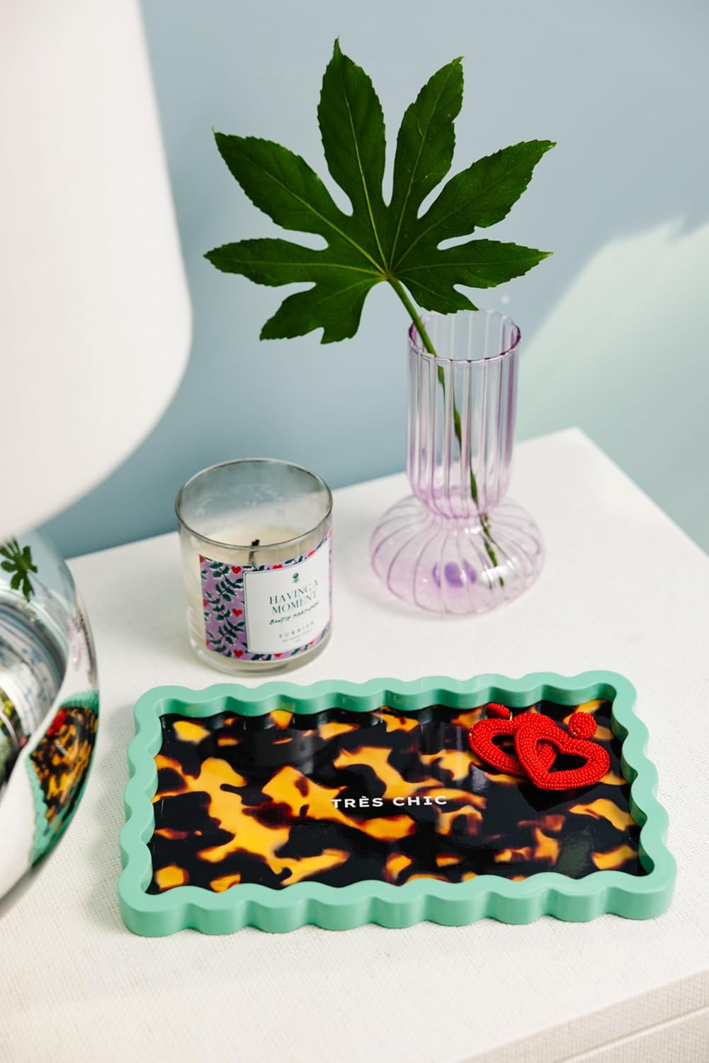 Furbish Tres Chic Lacquer Tray - Decorative Vanity & Jewelry Tray for Dresser, Nightstand & Entryway Table, Cute Serving Tray for Drinks, Premium Wood - 6"x 10"