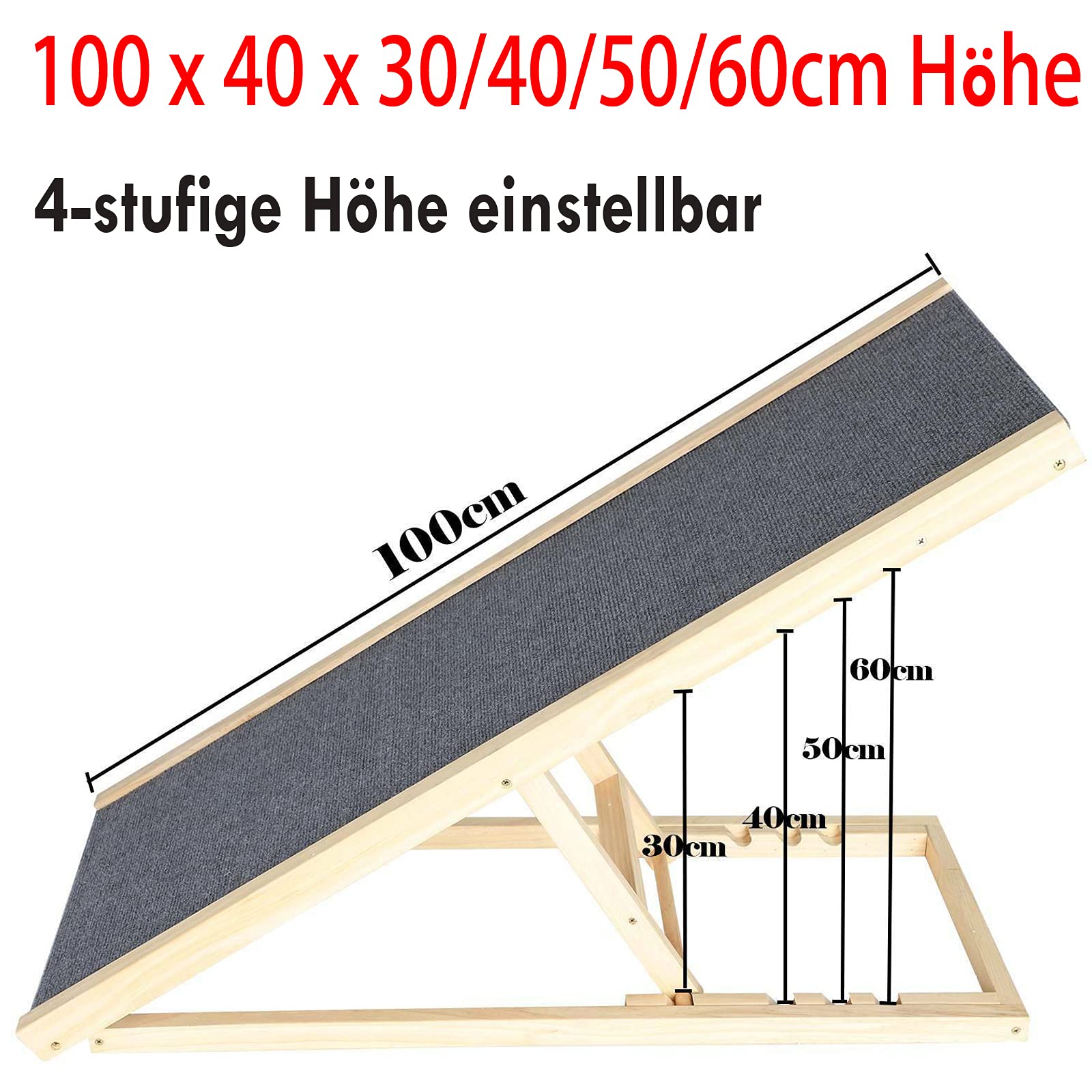 Rampe pour chien - Pliable - Charge maximale : 90 kg - Aide à l'entrée - Escalier pour animaux domestiques - Antidérapant (70 x 36 cm)