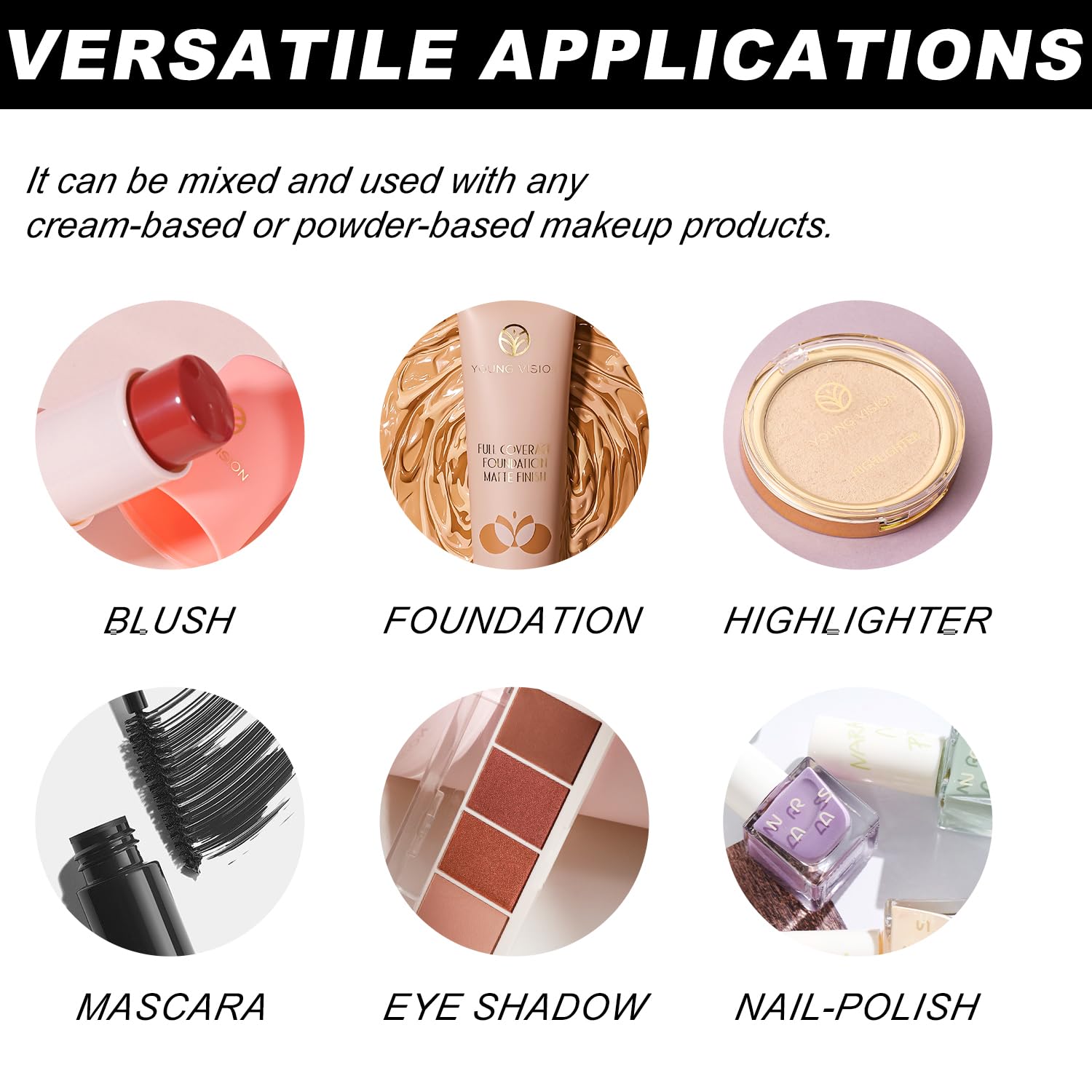 Líquido de mezcla de maquillaje - Medio de mezcla de sombra de ojos/base, sellador de delineador, potenciador de pigmentos, adhesivo con purpurina, convertidor de maquillaje personalizado 5