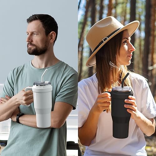 Miniatura 8 de Sursip Vaso de acero inoxidable de 50 onzas con asa no extraíble, mantiene las bebidas frías hasta 24 horas, a prueba de sudor, apto para