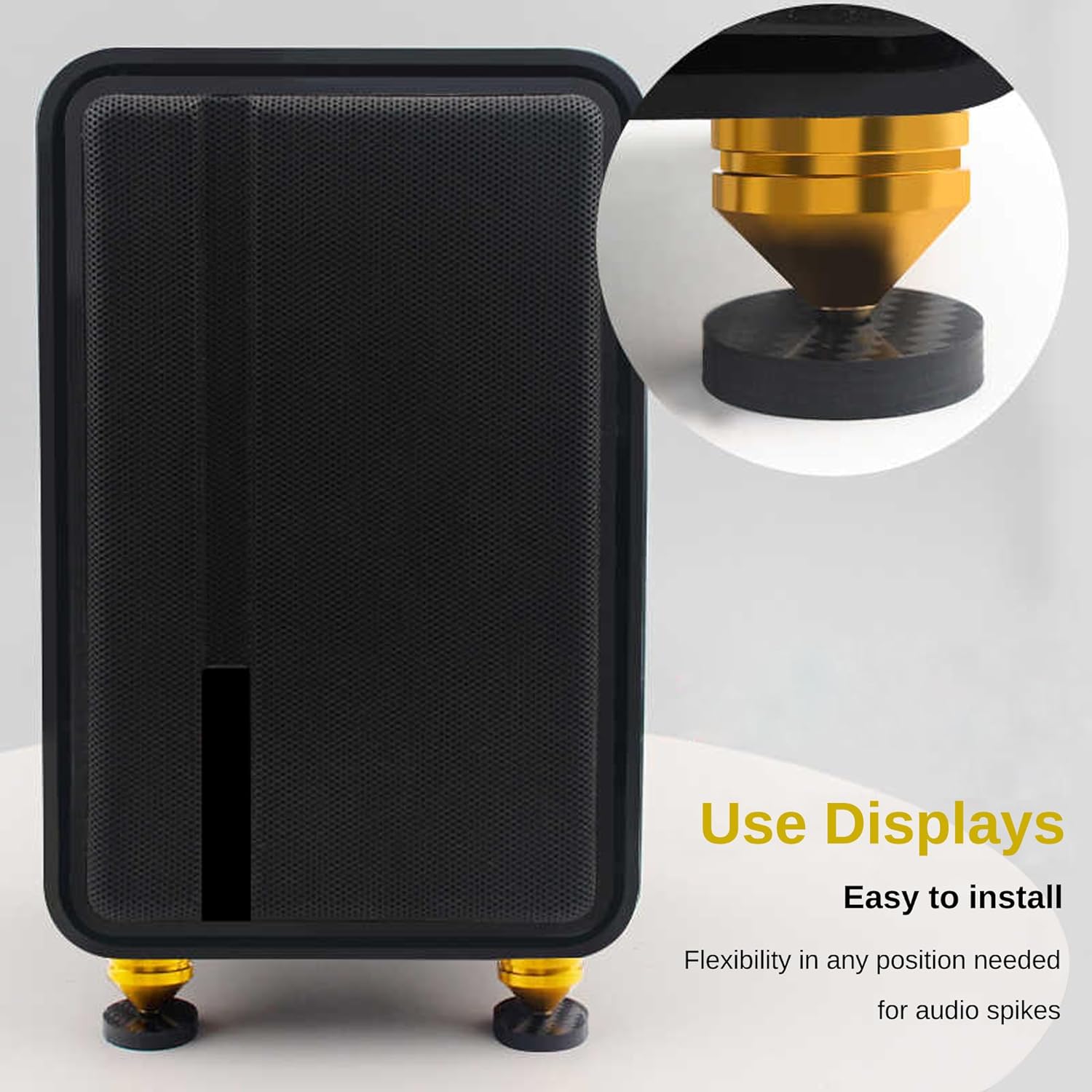 HiFi Speaker Spike Pads, Carbon Fiber Speaker Stand Feet, 1.6"x0.6", Hi-end Speaker Isolation Feet Shock Absorber Feet for DAC Subwoofer Turntables