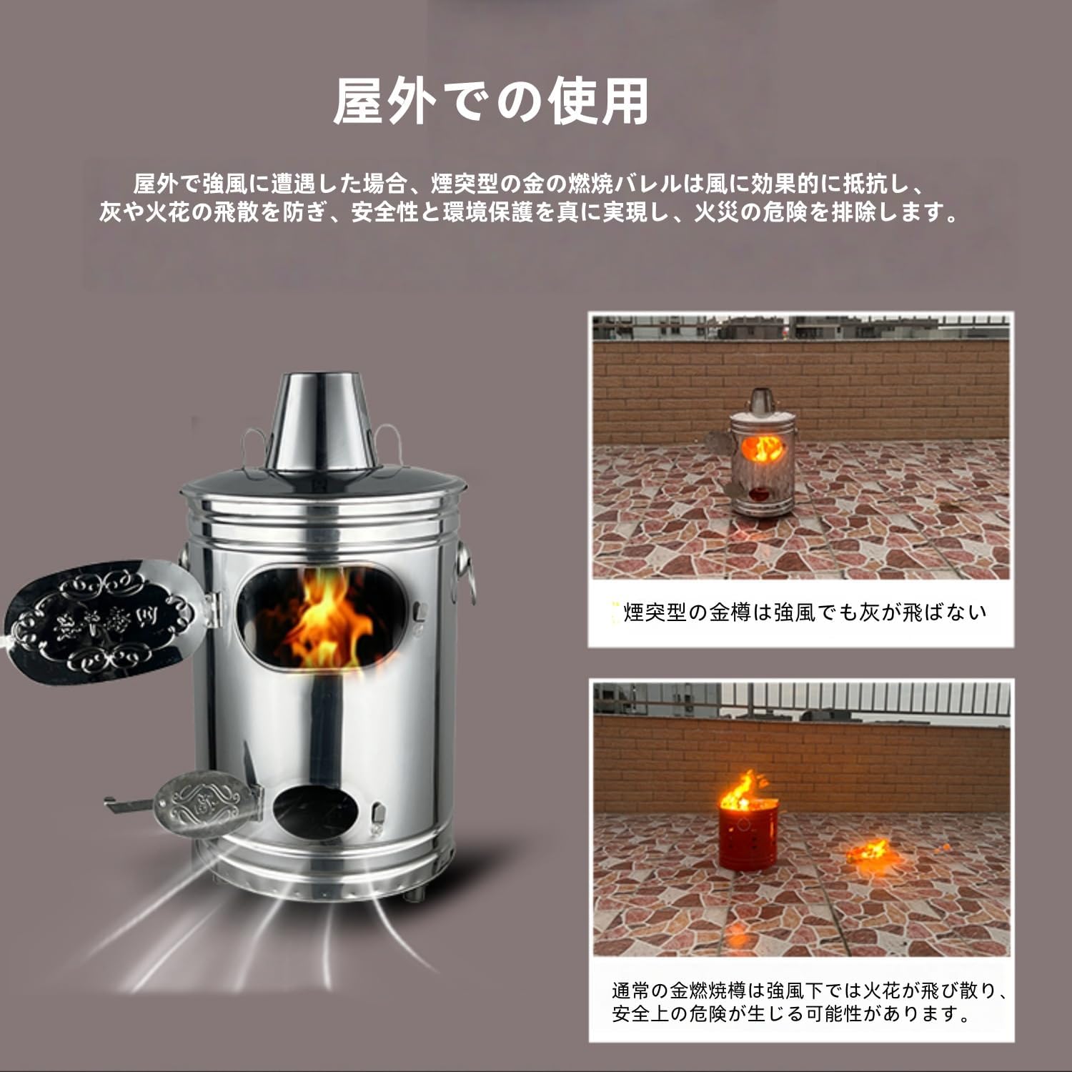 Bxzzuis焼却炉 家庭用 ステンレス 無煙 大型耐熱ペイントコート 煙突