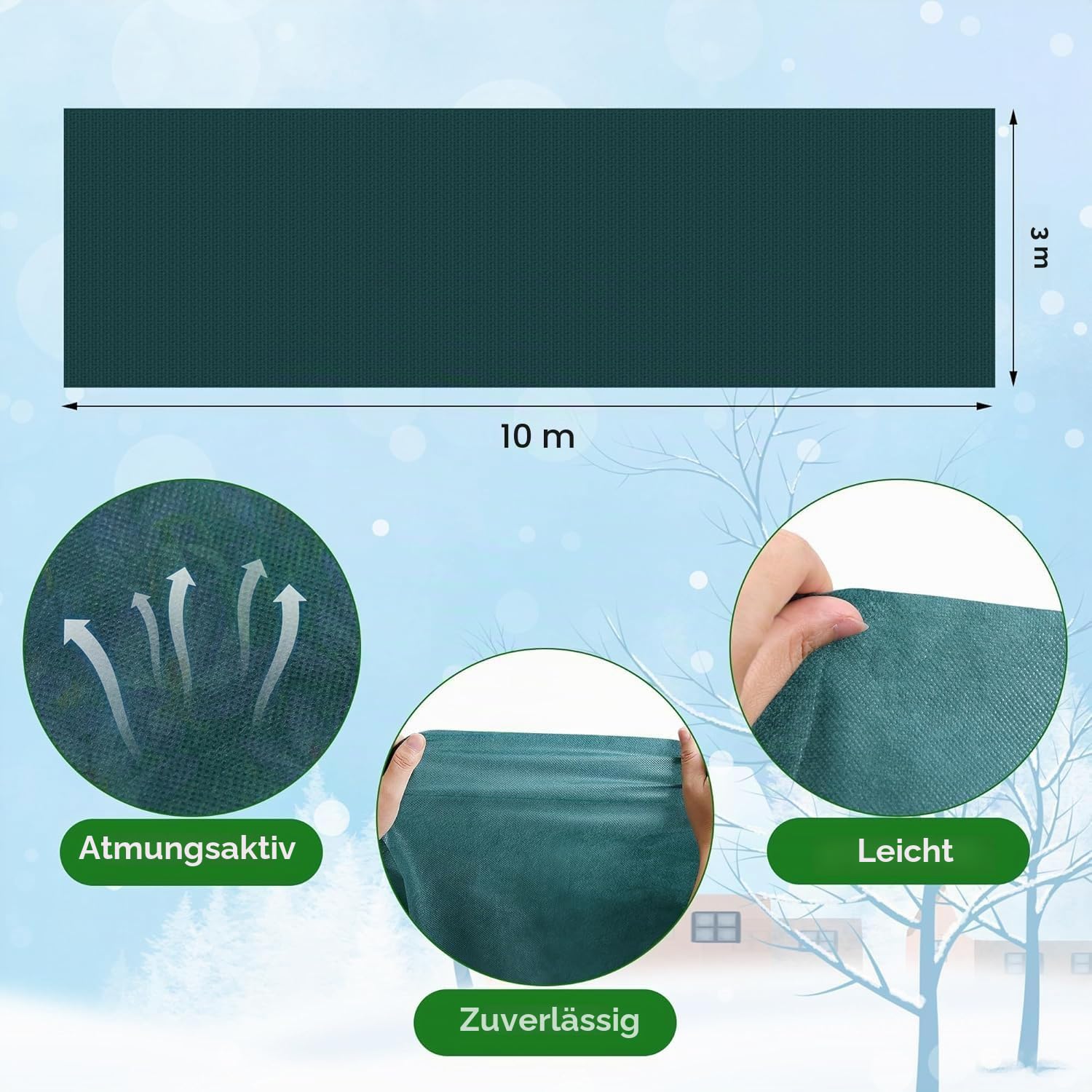 3x10m Groß Winterschutz Pflanzen Flies -Abdeckvlies Pflanzen -35g/m² Gartenvlies Frostschutz Winterschutz Für Pflanzen - Frostschutz Pflanzenabdeckungen für Baum Palmen Hochbeet Balkonpflanzen Haube
