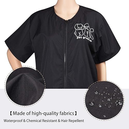 Miniatura 5 de Noverlife Ropa de trabajo de manga corta para mascotas con cremallera completa, tamaño 3XL, a prueba de salpicaduras, antiestática para mascotas,