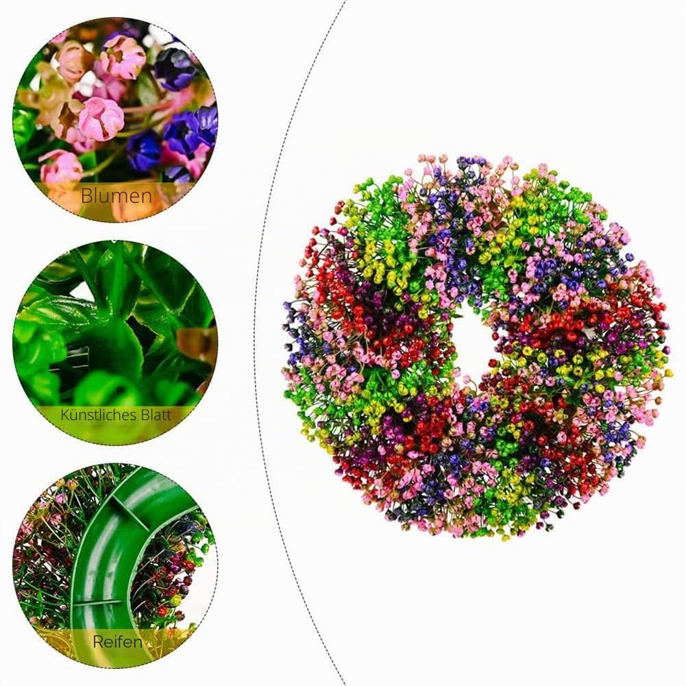 Türkranz, Frühlingskränze, Schleierkränze, große künstliche Kränze, Haustür, Frühlingsdekoration, Sommergirlande, 40 cm, für Zuhause, Schlafzimmer, Wand, Party und Festival-Dekoration