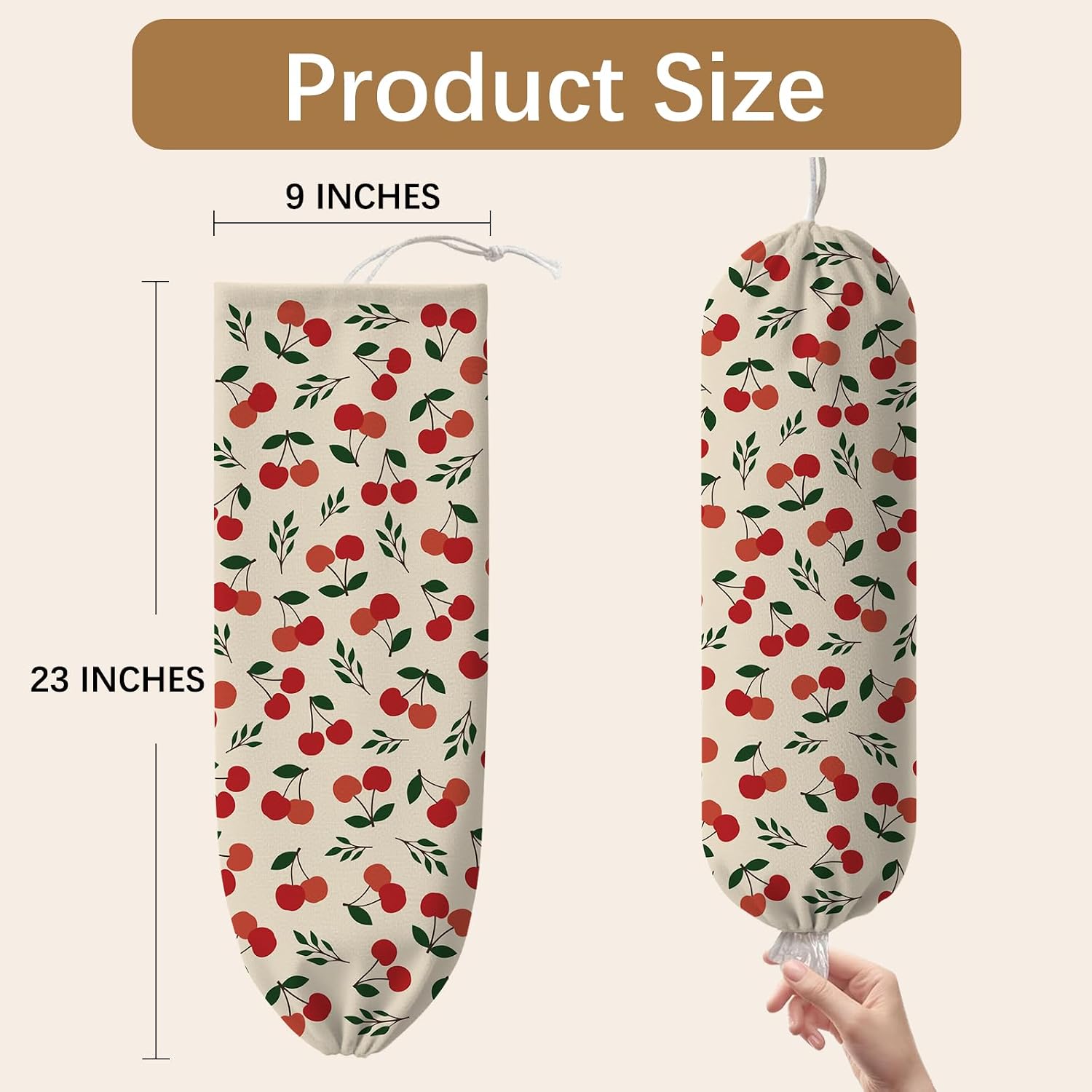 Plastic Bag Holder Cherry Bag Holder Dispenser, Plastic Grocery Bag Organizer & Wall Mount Paper Trash Bags Saver Storage for Kitchen Home Pantry Decor, Shopping Bags Storage Dispenser image 2