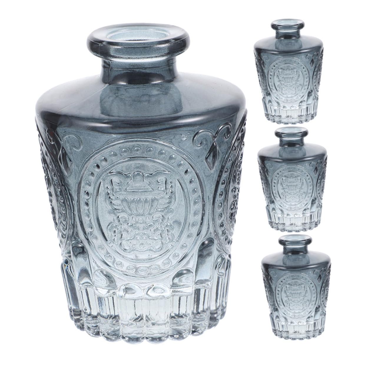 Flacons aromatherapie verre gris sculpte diffuseur parfum