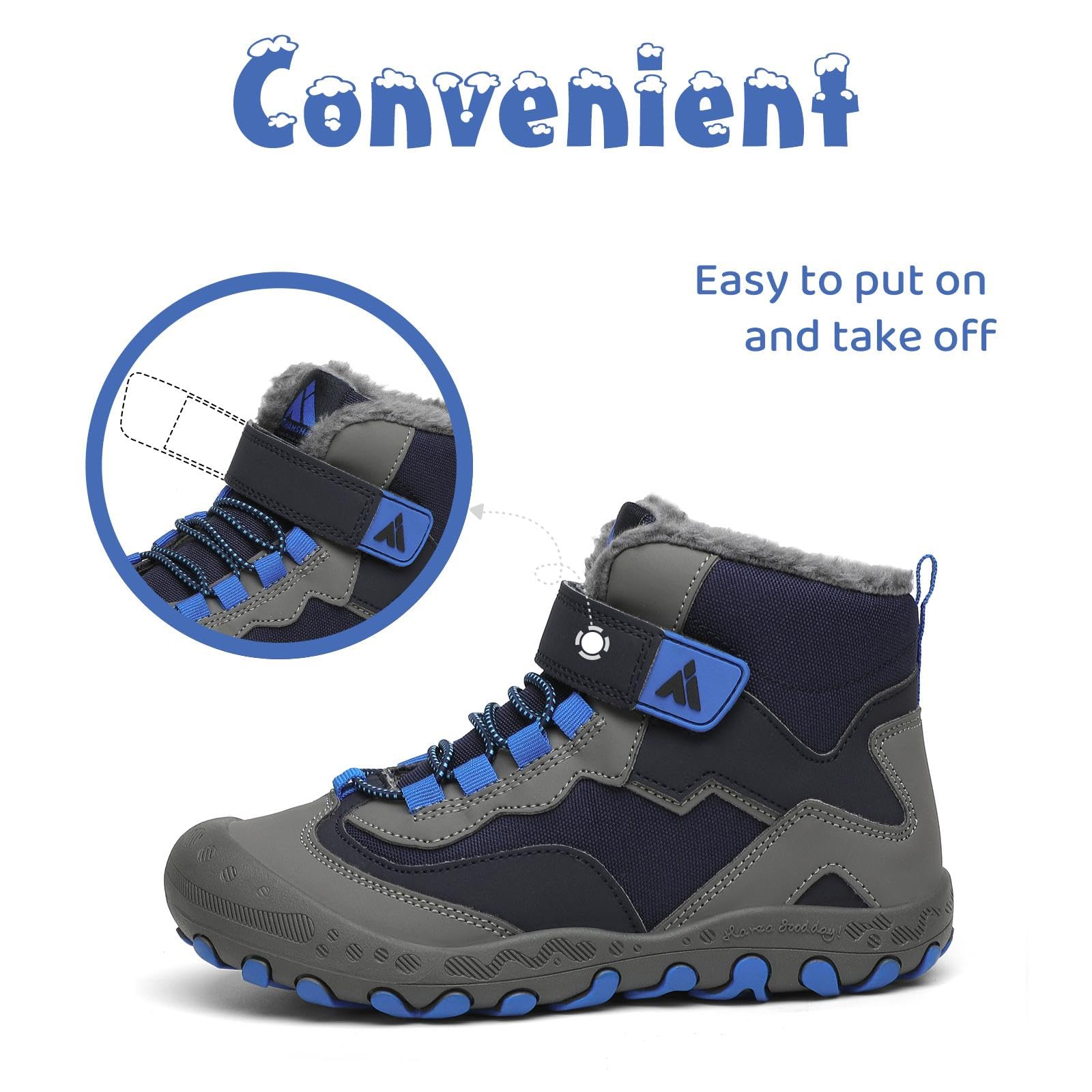 Mishansha Enfant Bottines Hiver Chaussure Garçon Fille Chaude Bottes Neige Antidérapantes Gr.24-38 EU