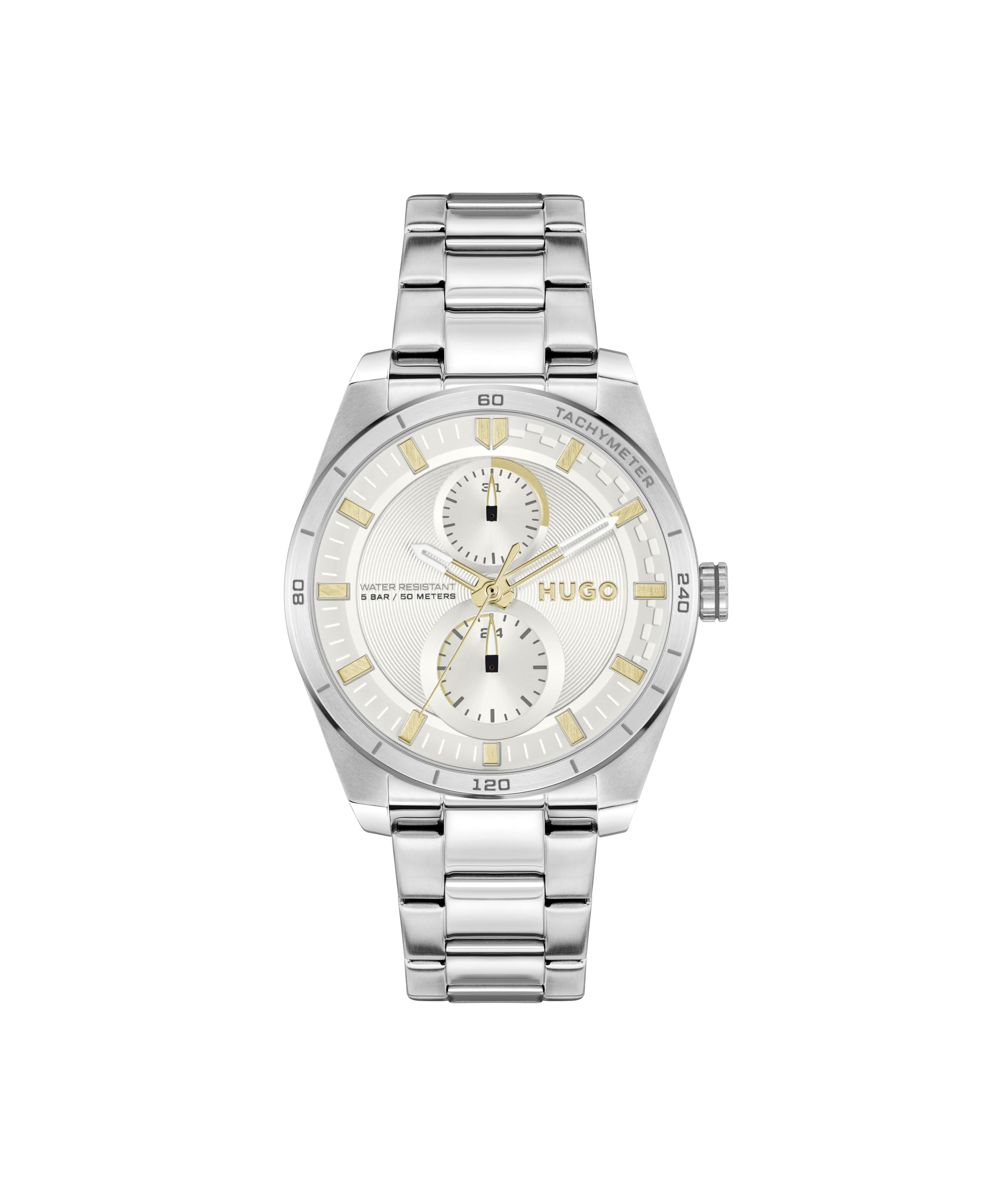 HUGO Analogue Multifunction Quartz Watch for Women #Fast for HER Collection with Silver Stainless Steel Bracelet - 1540168
