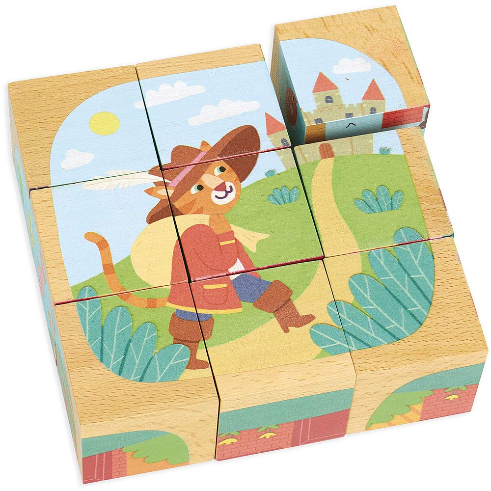 Vilac - The Tales Wooden Cubes, Multi-Colour, Fantasy Puzzle, Montessori Game, Educational Toy, Logic game for children, Natural toys for children