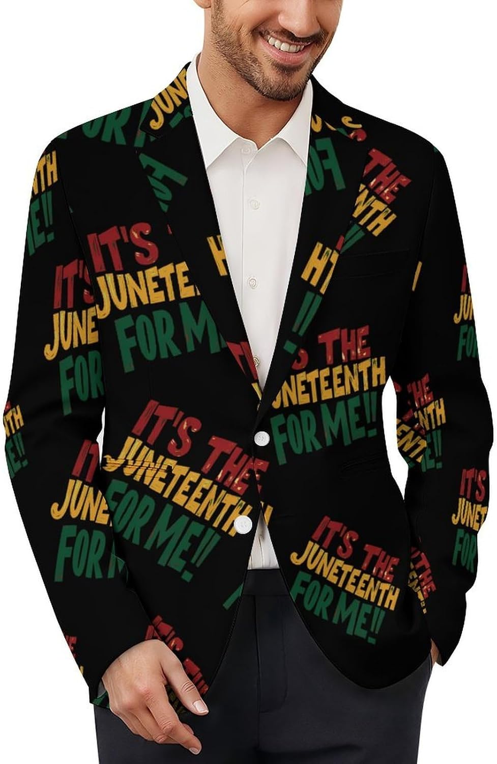It's The Juneteenth for Me Suits Blazer for Men Casual Buttons Lapel Jacket Sport Coat