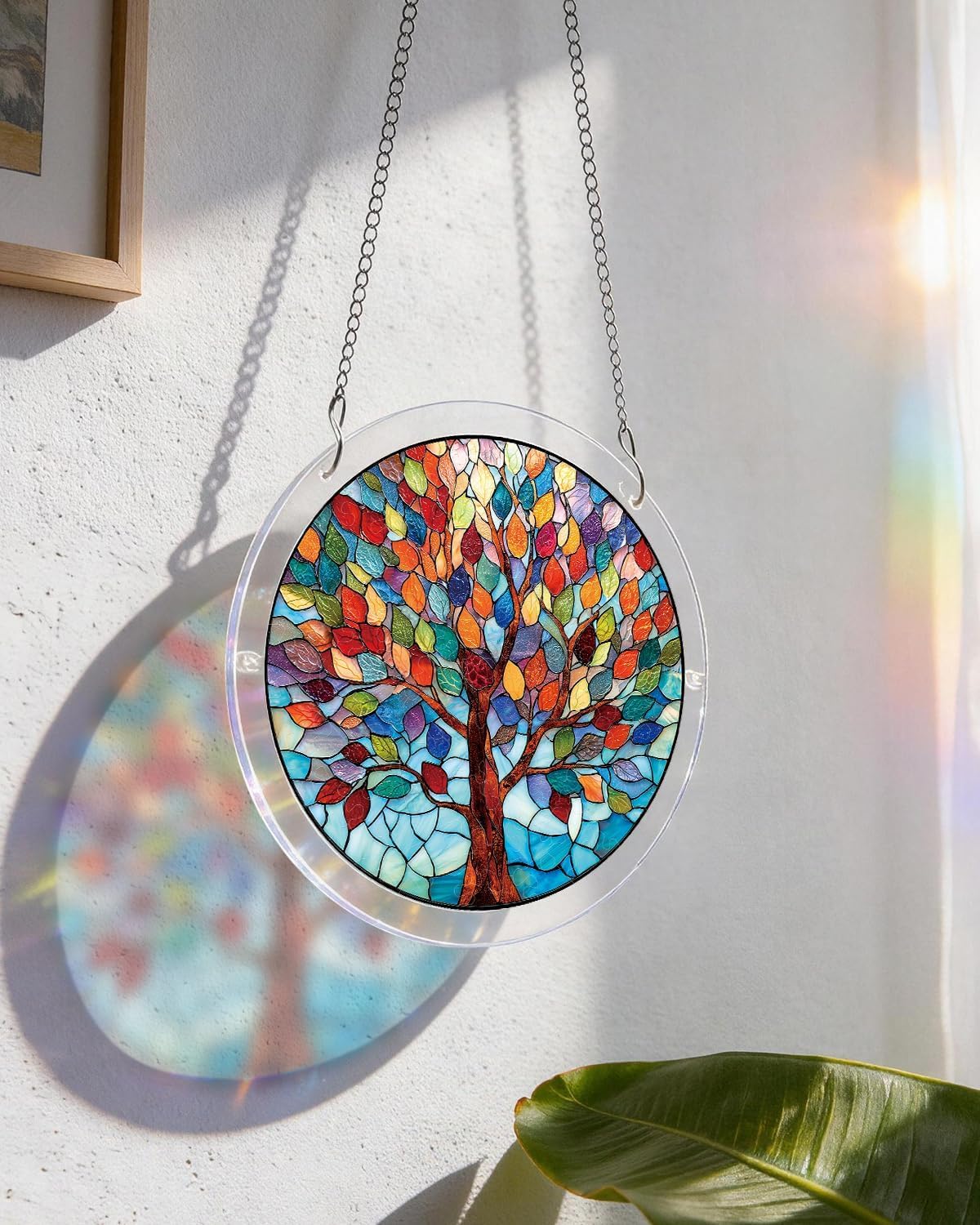 Acrylic Jigsaw Puzzle Suncatcher, 20cm/7.9in Acrylic Puzzle Sun Catcher, for Doors Garden and Window Hanging&Birthday Gift (Vivid Tree) — view 3
