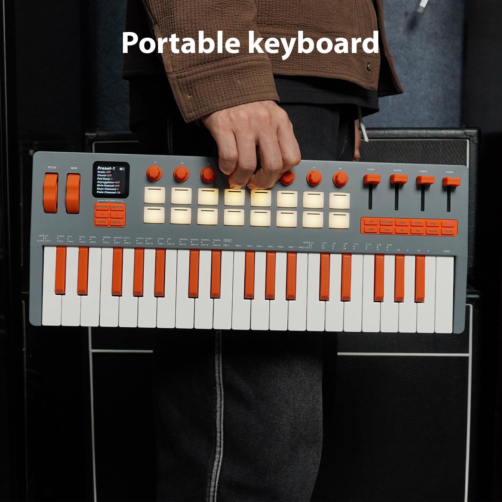 Btuty Ausdrucksstarker 37-Tasten-MIDI-Keyboard-Controller mit Synthesizer, 16 RGB-Pads, 2,4 GHz Wireless, 10-Stunden-Akku, FL Studio-Integration, DAW-kompatibel, Zonenschalttasten