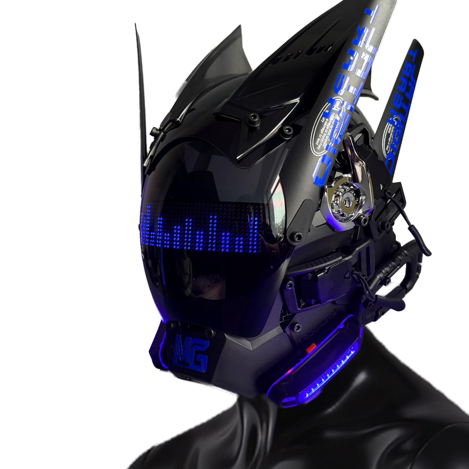 Maschera punk per adulti maschera cosplay Halloween regalo festa con LED lampeggianti maschera costume cool uomo casco