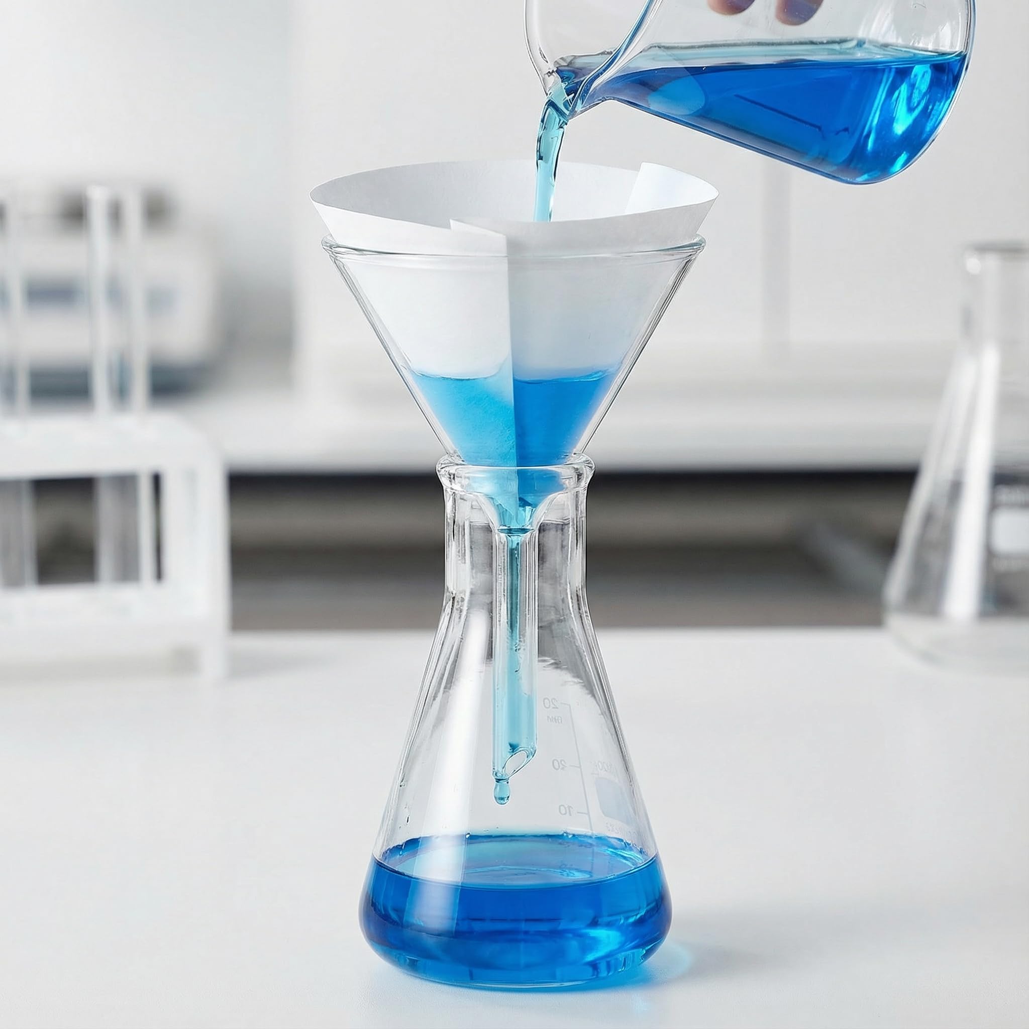 VILLCASE 5 Stück Labor Trichter, Glastrichter, Transparent Borosilikat Glas Mini Trichter, 30mm, 40mm, 50mm, 60mm, 75mm Durchmesser, Ideal für Chemie Experimente und Flüssigkeiten