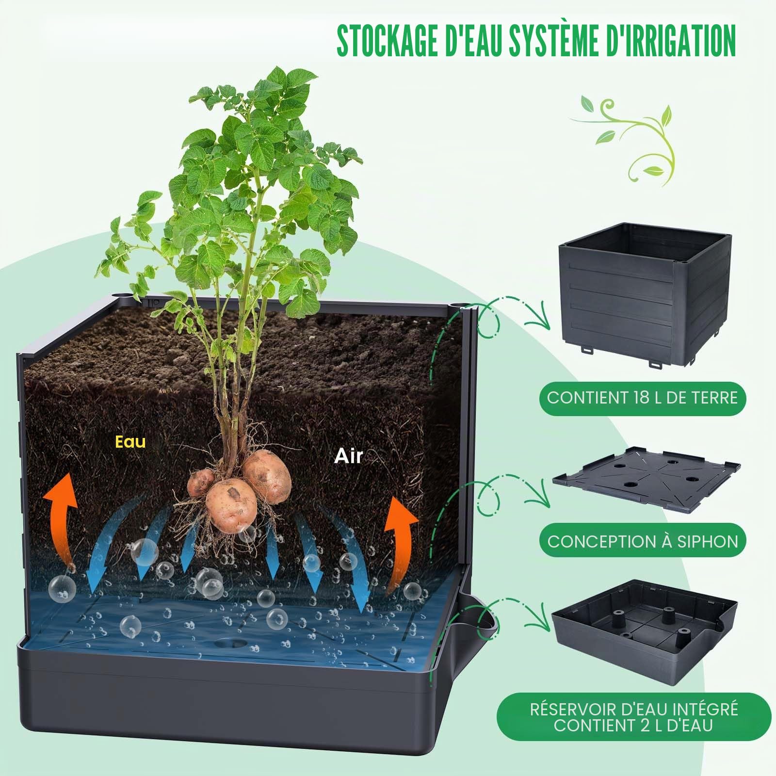 2 Pack 145cm Jardinière Tomate avec Treillis, Auto-Arrosage | Arrosage Automatique, Tuteur Support Tomate, Treillis pour Plantes Grimapantes, Légumes, Fleurs, Intérieur et Extérieur