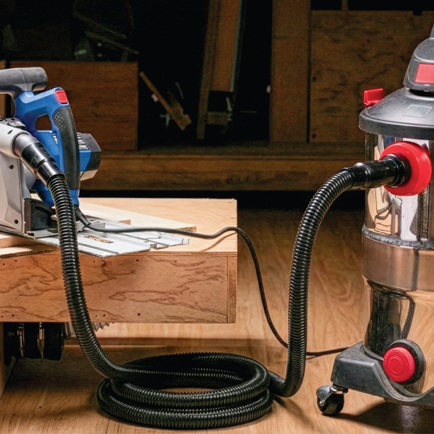 powertec 70347 10 ft. dust collection hose kit with 5 fittings for woodworking power tools home and wet/dry shop vacuums hose w/ 5 fittings