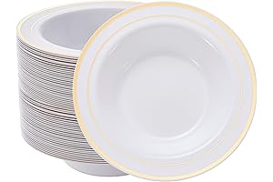 N9R Disposable Soup Bowls with Gold Rim (30 Count)