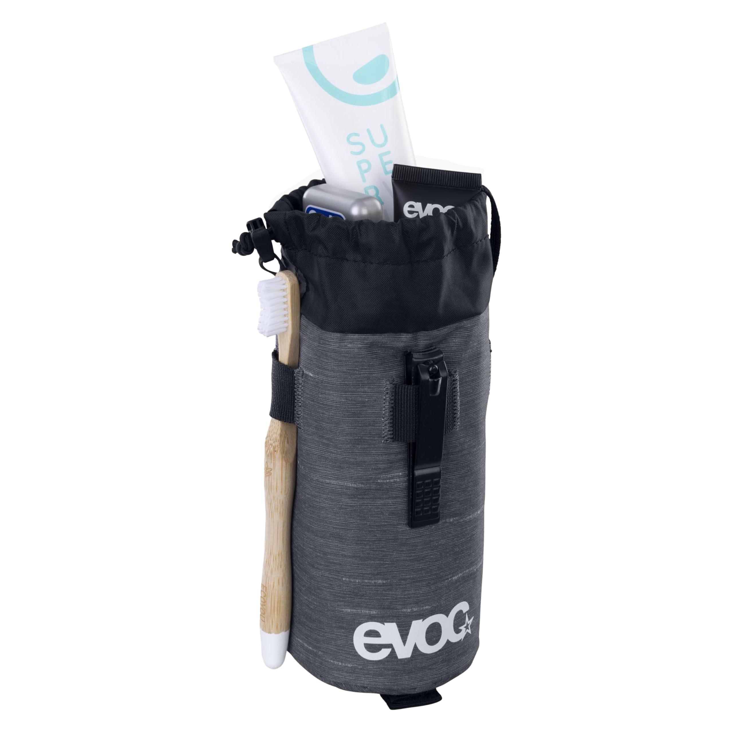 Uchwyt rowerowy na bidon EVOC MULTI HOLSTER (akcesorium rowerowe na bidon do 0,75 l, izolowana wyściółka, wielofunkcyjne mocowanie), Carbon Grey