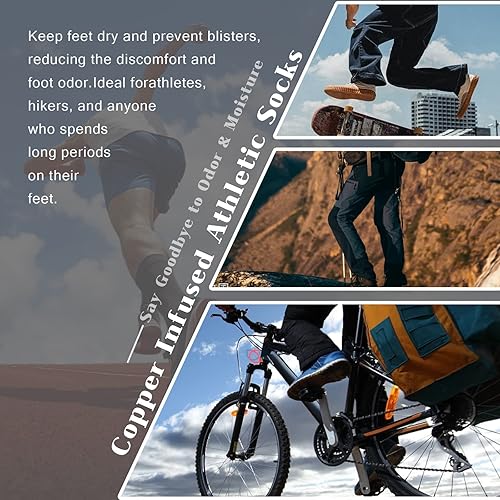 Vista 7 de Kodal Copper Ankle Athletic Running Socks Moisture Wicking Odor Control for Sweaty Feet