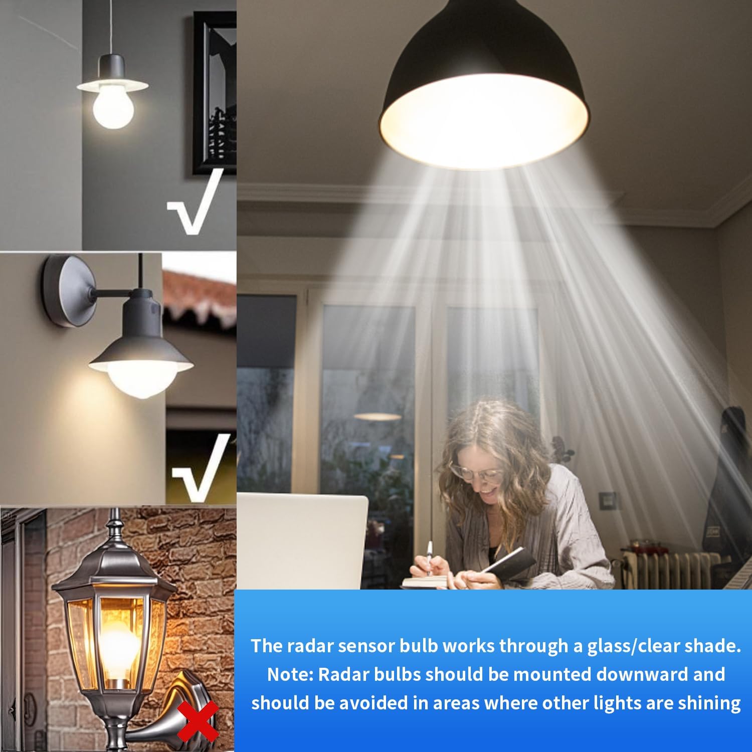Motion Sensor Led Light Bulbs, 70W 8800LM E26/E39 Motion Activated Dusk to Dawn Security Bulb,Non-Dimmable,Outdoor/Indoor for Front Door Porch Garage Basement Hallway Closet(Daylight White 2 Pack)