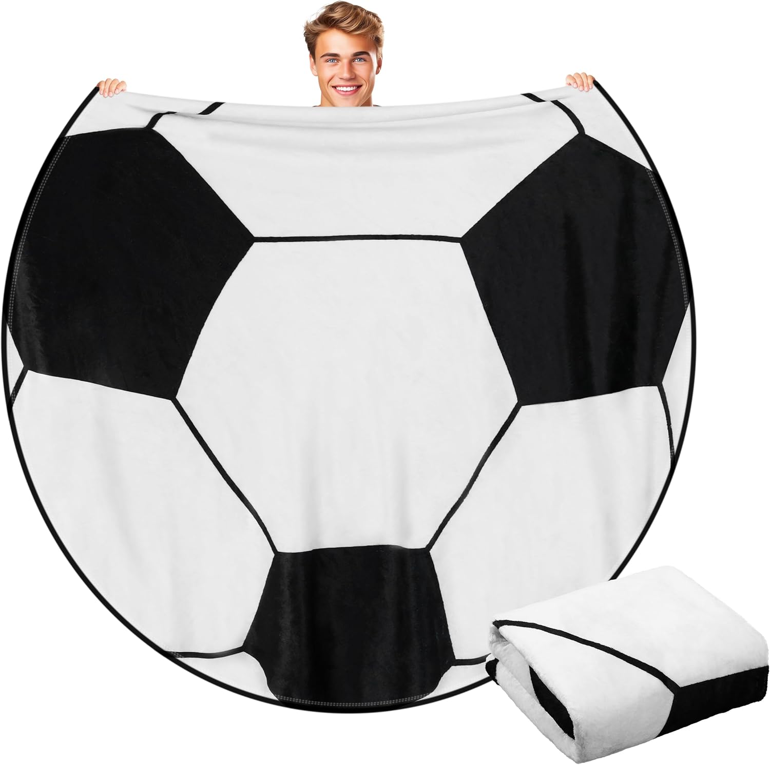 Hahafelt 60" Round Sports Throw Blanket for Teens Adults Soft Flannel Baseball Softball Tennis Soccer Baseketball Volleyball Novelty Blanket for Sports Fan Birthday Senior Night Gift(Baseball)