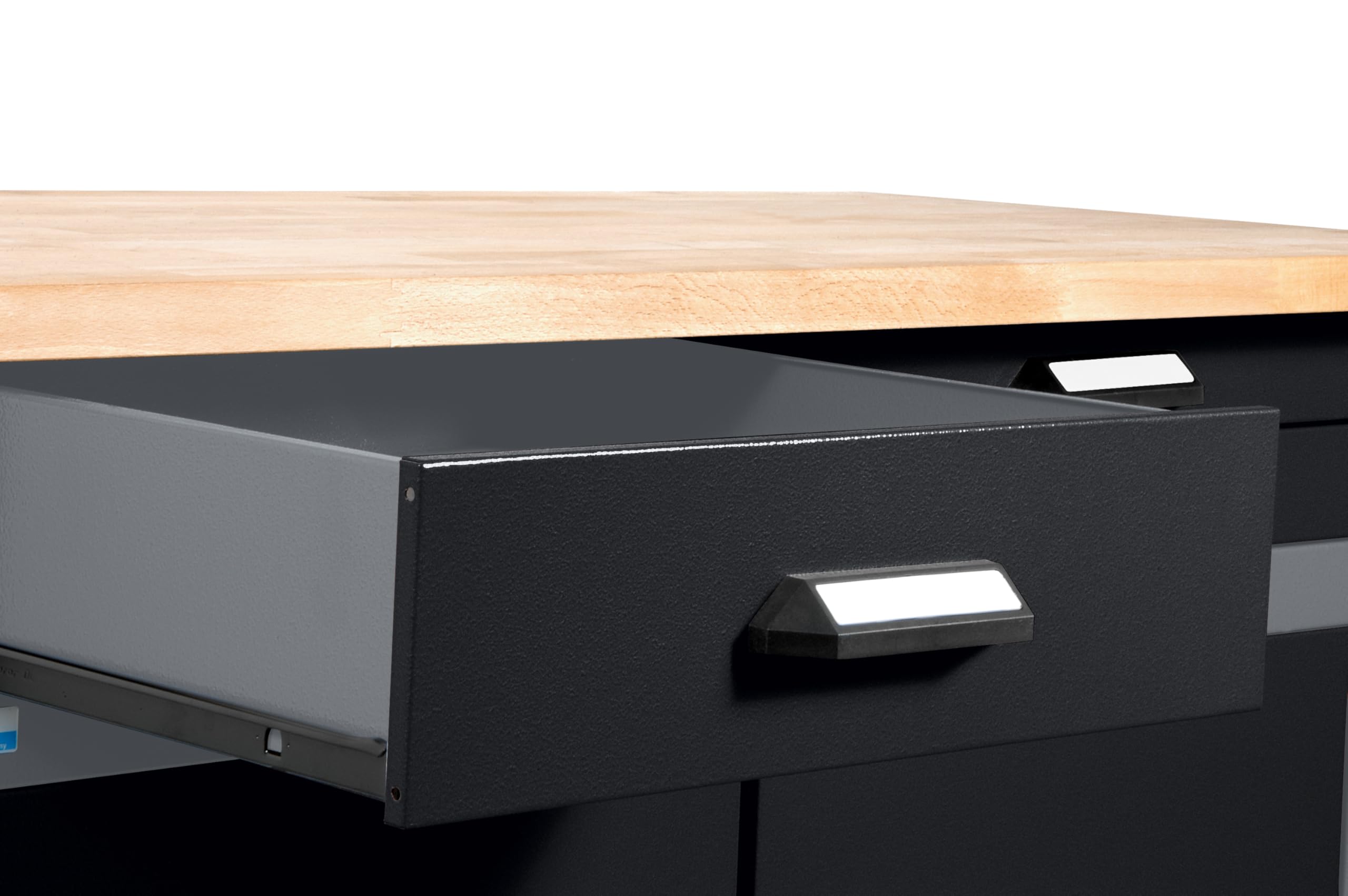 Küpper Werkstatt Sparset 70424-9, 120 cm, Werkbank, Hängeschrank, Lochwand inkl. 12 Standard-Haken (Schwarz)