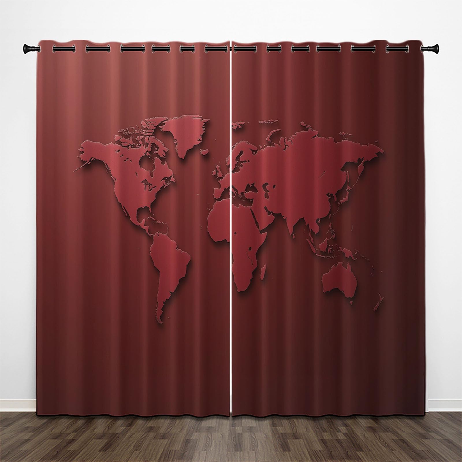Rideau occultant graffiti rouge 140x240 cm | Lot de 2 rideaux thermiques à oeillets