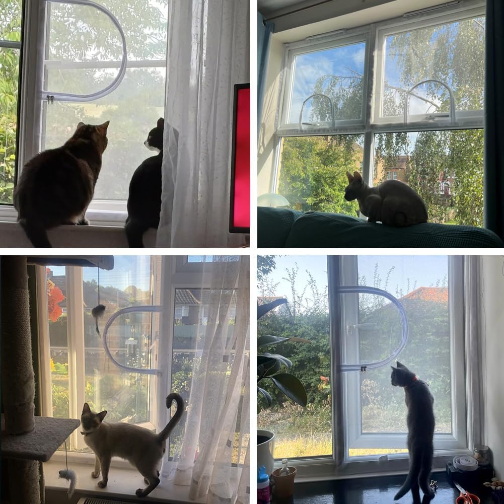 Insect Mesh Window Nets with Zip Opening, Highly Transparent and Tear-Resistant Fiberglass Fly Screen for Windows/Doors, Self-Adhesive Cat Protection Net (150x180cm,White Mesh White Sticker)