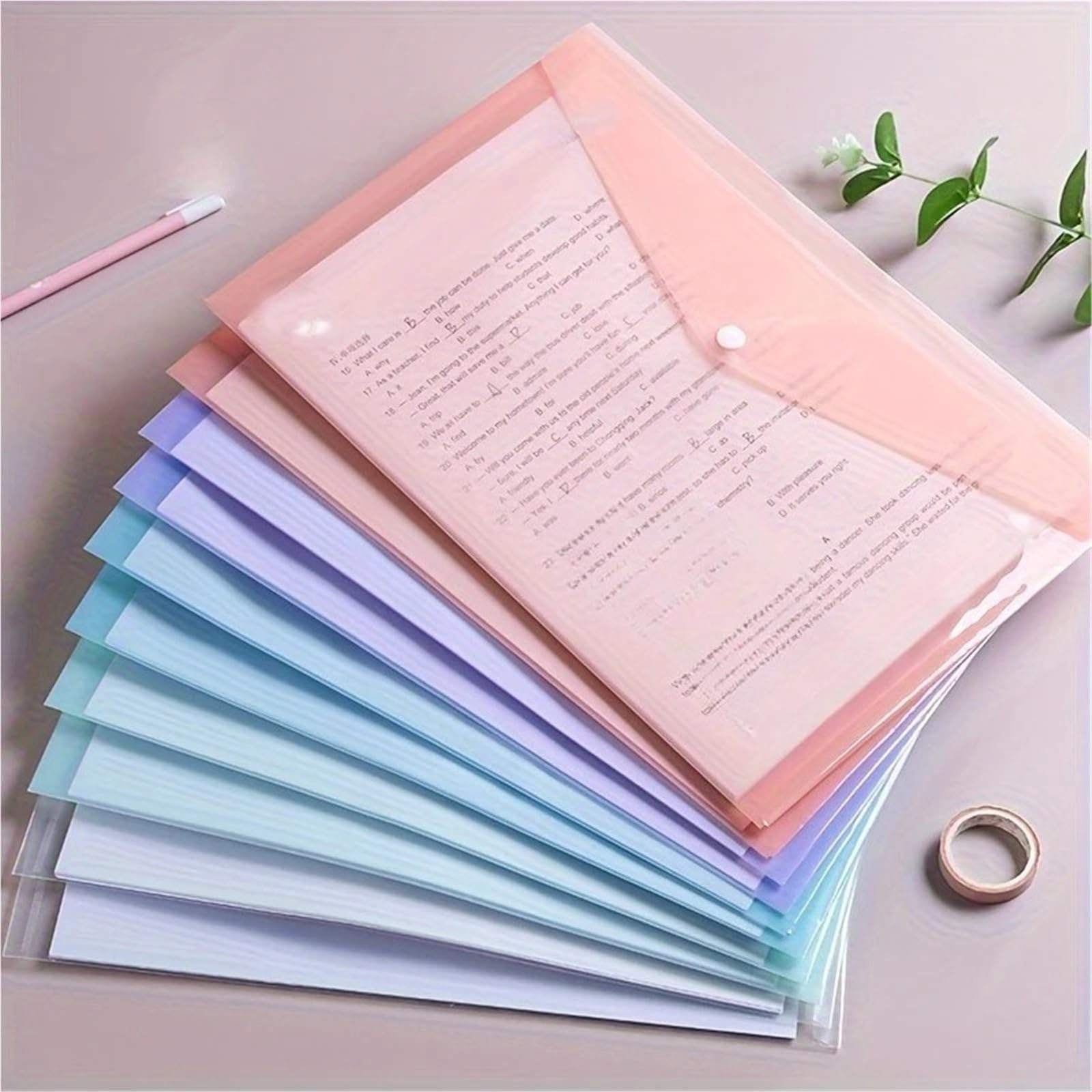 Przezroczyste teczki z tworzywa sztucznego, 30pcs A4 Multicolor PP Plastic File Folders Document Storage Bags