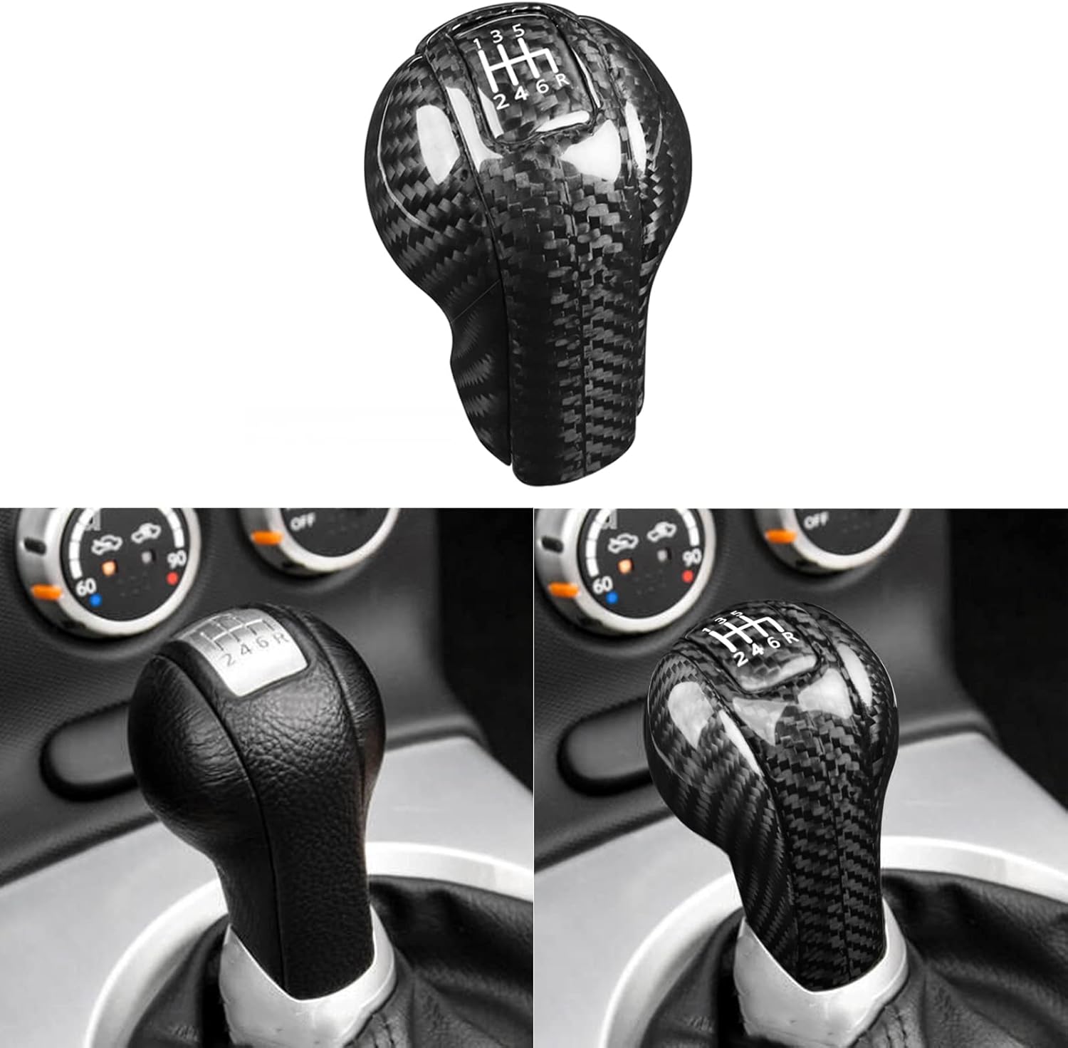 NVCNX Real Premium Hard Carbon Fiber Car Gear Shift Knob Cover Trim Manual Transmission Shifter Knobs Shifting Handle Lever Auto Interior Accessories Comaptible with 350Z Z33 2003-2008 Black - A+B