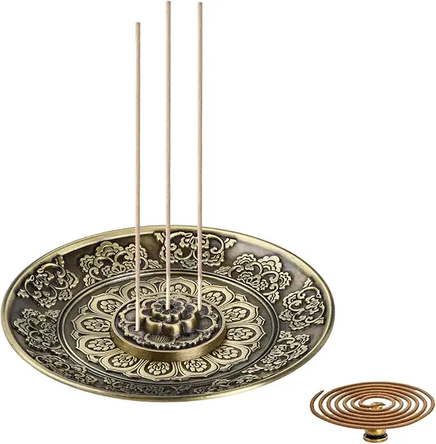 Porte Encens 3 en 1 Lotus - Bruleur Encens avec Récupérateur de Cendres